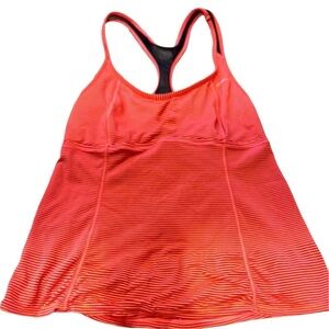 Orange Red Nike Striped Racerback Tank Top Shirt Women’s Large